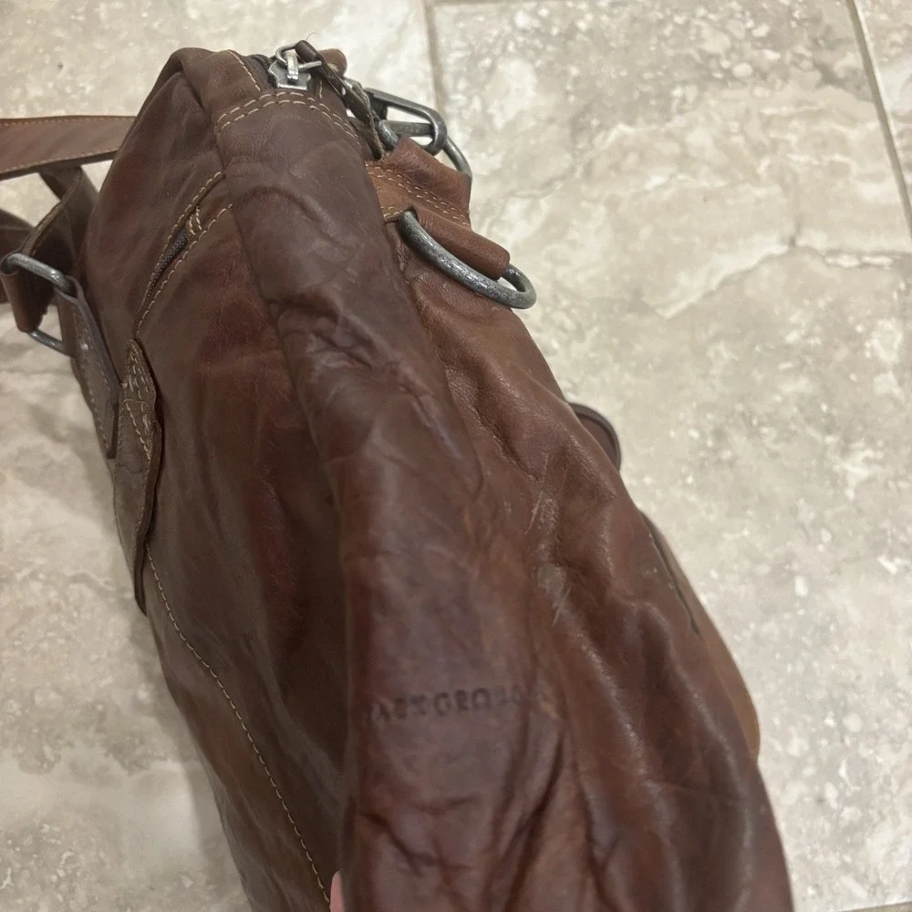 Jack Georges Voyager Buffalo Leather Briefcase #7317, Hand-stained, Cross-body